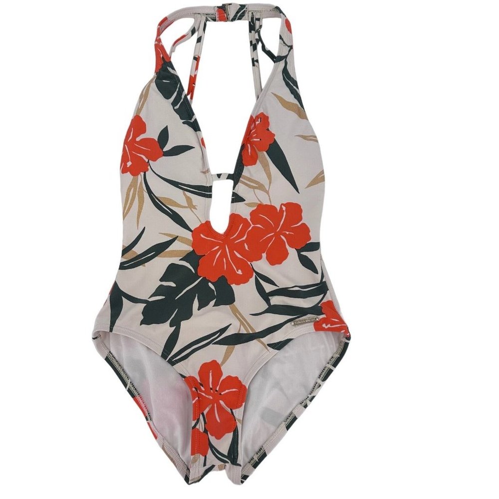 VINCE CAMUTO Swimsuit Plunging Deep V-Neck One 1 Piece Size 4 Floral Outdoors